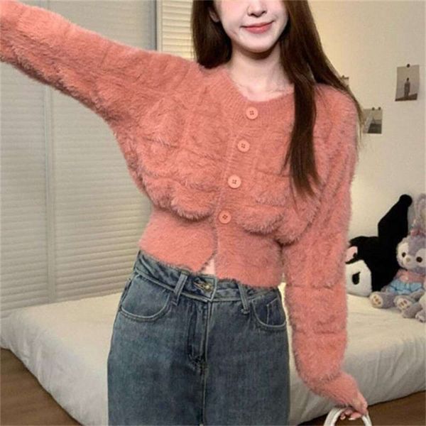 korean style gentle womens sweaters design imitation mink wool cardigan temperament slim soft glutinous short, White;black
korean style gentle womens sweaters design imitation mink wool cardigan temperament slim soft glutinous short, White;black