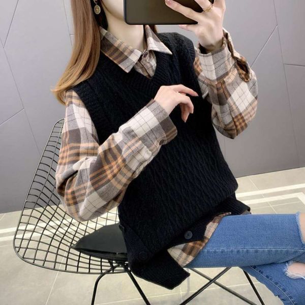 heart collared twisted hem sweater split pullover vest autumn casual loose for women, White;black
heart collared twisted hem sweater split pullover vest autumn casual loose for women, White;black