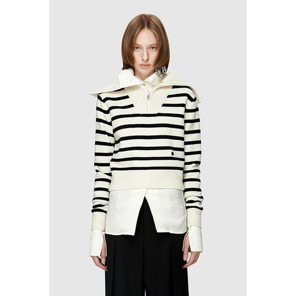women s sweaters lc lapel half zipper striped knitted long sleeved wool sweater fall and winter loose knitwear men button knitting cardigan, White;black
women s sweaters lc lapel half zipper striped knitted long sleeved wool sweater fall and winter loose knitwear men button knitting cardigan, White;black