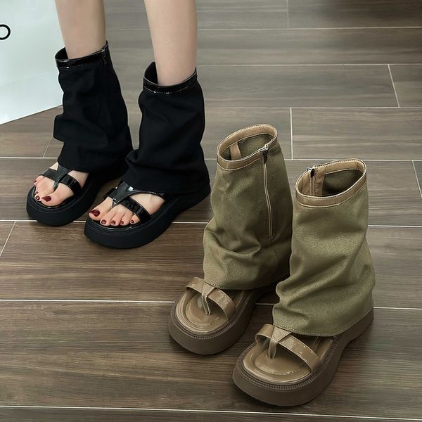 sandals 2023 dark clip toe muffin thick bottom denim trousers cool boots for women 230830, Black
sandals 2023 dark clip toe muffin thick bottom denim trousers cool boots for women 230830, Black