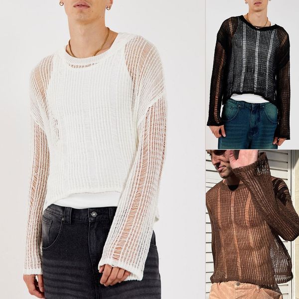 men s sweaters spring autumn sweater t shirts for men elastic hollow slinghtly transparent long sleeve loose versatile knitting tees 230830, White;black
men s sweaters spring autumn sweater t shirts for men elastic hollow slinghtly transparent long sleeve loose versatile knitting tees 230830, White;black