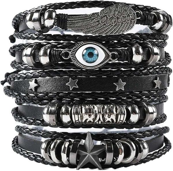 busslandy braided leather bracelets for men women cuff wrap bracelet stackable bracelet evil eye stars wings retro set wood ethnic tribal br, White
busslandy braided leather bracelets for men women cuff wrap bracelet stackable bracelet evil eye stars wings retro set wood ethnic tribal br, White