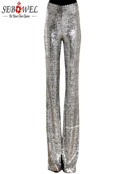sebowel long wide leg sequins pants woman glitter silver black high waist trousers for female party dance flared legs pants 2019 y6636358, Black;white
sebowel long wide leg sequins pants woman glitter silver black high waist trousers for female party dance flared legs pants 2019 y6636358, Black;white