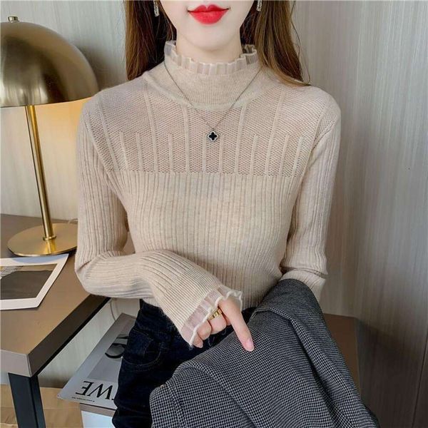 autumn and winter half high sweater neck hollowed out base shirt for women fashionable class, White;black
autumn and winter half high sweater neck hollowed out base shirt for women fashionable class, White;black