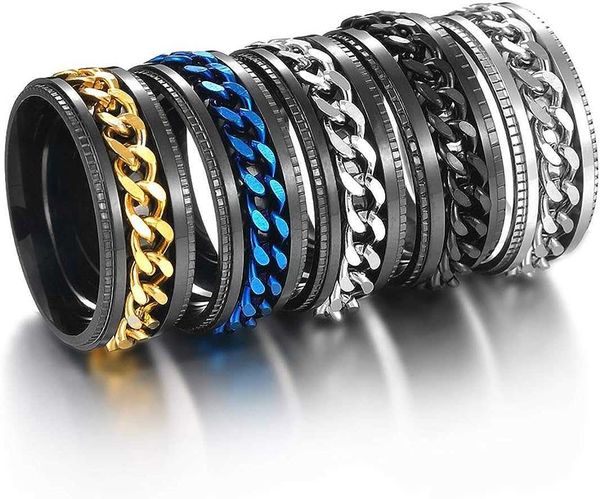 jewpark 5pcs mens stainless steel fidget band rings cool spinner rings 8mm wide wedding pormise band ring set, Golden;silver
jewpark 5pcs mens stainless steel fidget band rings cool spinner rings 8mm wide wedding pormise band ring set, Golden;silver