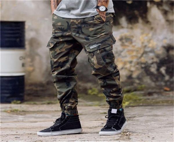 

fashion mens camouflage jogging pants zipper overalls beam foot trousers irregular pants hip hop mens stylist pants7566686, Black