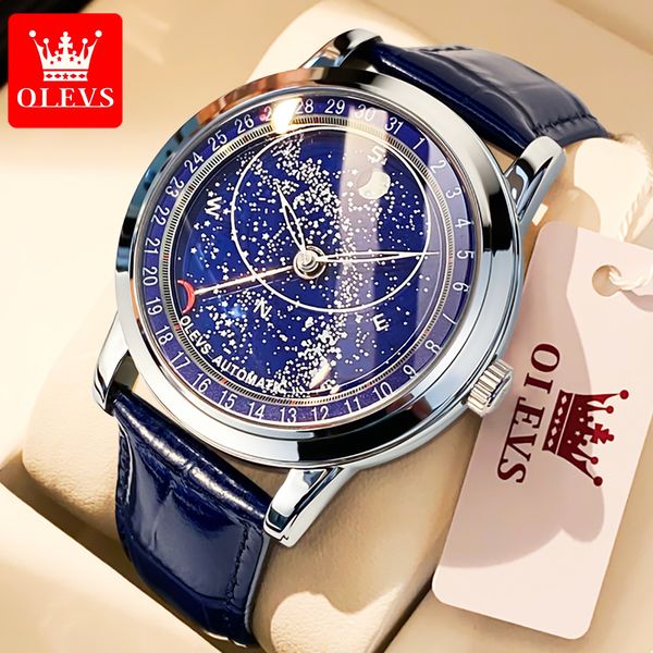 wristwatches olevs men mechanical watch starry seconds dial luxury luminous waterproof business leather strap automatic man's watches 2, Slivery;brown
wristwatches olevs men mechanical watch starry seconds dial luxury luminous waterproof business leather strap automatic man's watches 2, Slivery;brown