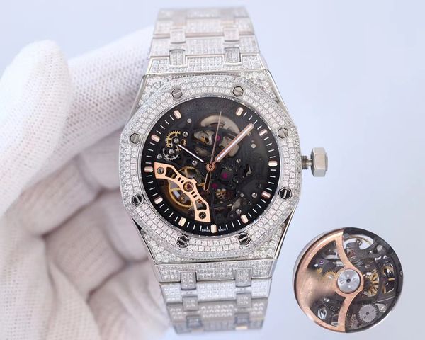 full drill hollow men's mechanical watch 316 stainless steel strap automatic mechanical movement sapphire glass 41mm size and box, Slivery;brown
full drill hollow men's mechanical watch 316 stainless steel strap automatic mechanical movement sapphire glass 41mm size and box, Slivery;brown