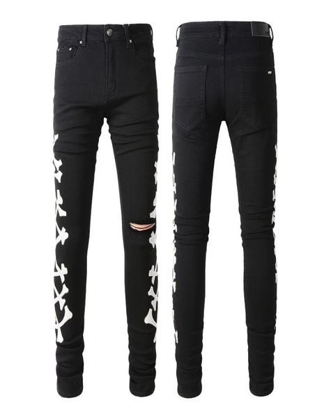 men039s jeans trendy brand bone pattern skinny stretch black jeans with broken knee europe and america5174177, Blue
men039s jeans trendy brand bone pattern skinny stretch black jeans with broken knee europe and america5174177, Blue