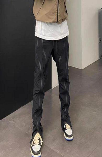 black lightweight multizip nylon track pants streetwear3321621