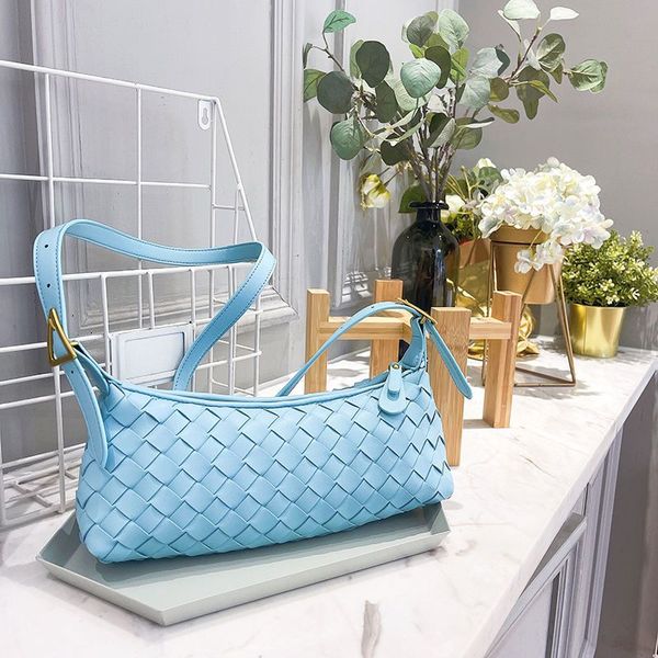 23ss knitted leather brick network cassettes underarm bag genuine designer bags one-shoulder bottegs handbag high-grade women's designe