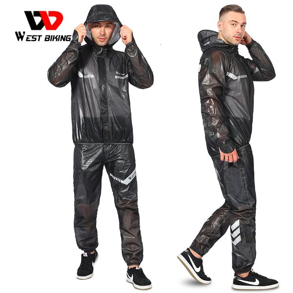 Image of Cycling Jackets WEST BIKING Cycling Raincoat Waterproof Windproof Raincoat Reflective MTB Road Bike Cycling Jacket Pants Suit Men Women Clothes 230829