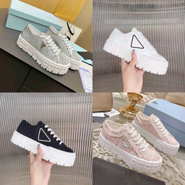 designer shoes double wheel women sneakers vintage platform sneakers lace up canvas shoes nylon gabardine sneaker low leather trainers, Black
designer shoes double wheel women sneakers vintage platform sneakers lace up canvas shoes nylon gabardine sneaker low leather trainers, Black