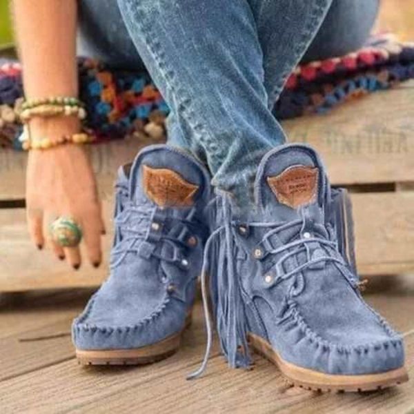boots women faux suede boots autumn causal lace up round toe female ankle boots vintage solid tassel ladies cowboy boots short boot 230829, Black 
boots women faux suede boots autumn causal lace up round toe female ankle boots vintage solid tassel ladies cowboy boots short boot 230829, Black