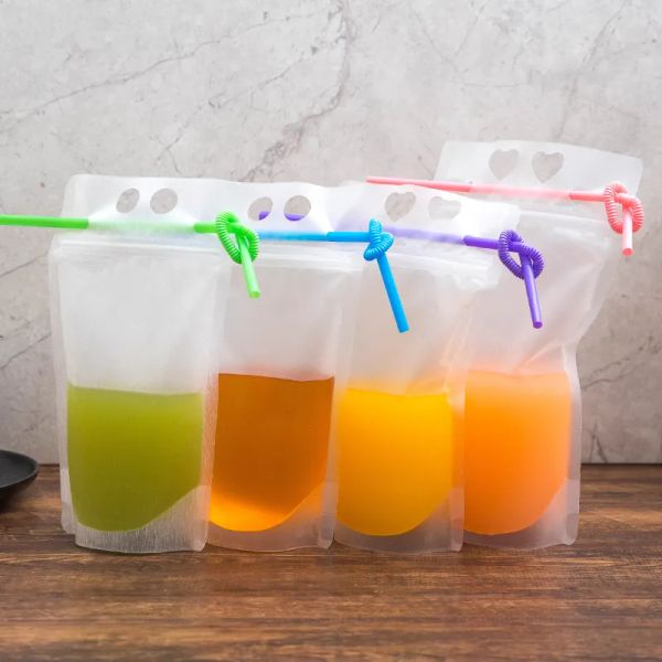 17oz Drink Pouches Bags frosted & cleared Zipper Stand-up Plastic Drinking Bag holder Reclosable Heat-Proof with straw, Gradient
17oz Drink Pouches Bags frosted & cleared Zipper Stand-up Plastic Drinking Bag holder Reclosable Heat-Proof with straw, Gradient