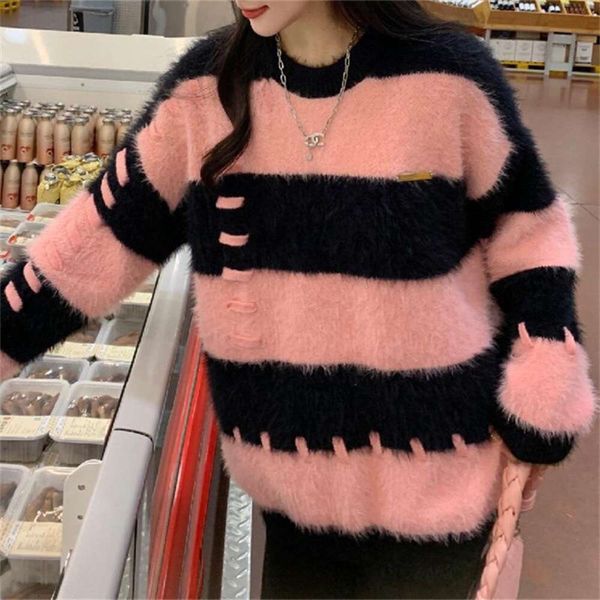 autumn and winter sweater soft glutinous imitation mink fur coat for women thick gentle loose lazy black pink, White;black
autumn and winter sweater soft glutinous imitation mink fur coat for women thick gentle loose lazy black pink, White;black