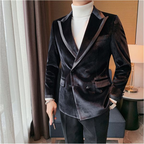 men's suits blazers autumn winter luxury velvet blazers men double-breasted fashion casual business suit jacket wedding banquet party d, White;black
men's suits blazers autumn winter luxury velvet blazers men double-breasted fashion casual business suit jacket wedding banquet party d, White;black