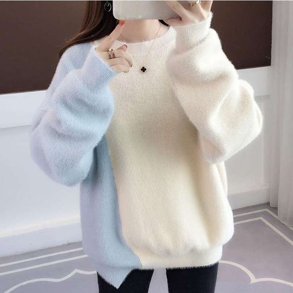 autumn mink fur clothes for sweaters women comfortable underwear students loose gentle colorful blouse, White;black
autumn mink fur clothes for sweaters women comfortable underwear students loose gentle colorful blouse, White;black