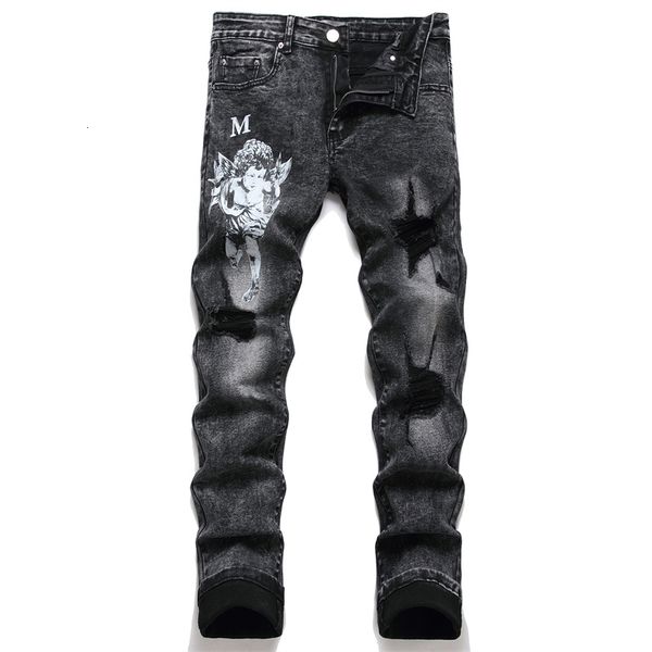 mens jeans black letter angel print slim ripped stretch skinny streetwear motorcycle denim pants hip hop men 230829, Blue
mens jeans black letter angel print slim ripped stretch skinny streetwear motorcycle denim pants hip hop men 230829, Blue