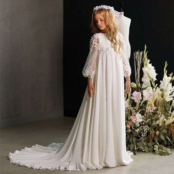 elegant boat neck long sleeve wedding party formal occasion trailing flower girl dress birthday first communion pageant party, White;blue
elegant boat neck long sleeve wedding party formal occasion trailing flower girl dress birthday first communion pageant party, White;blue