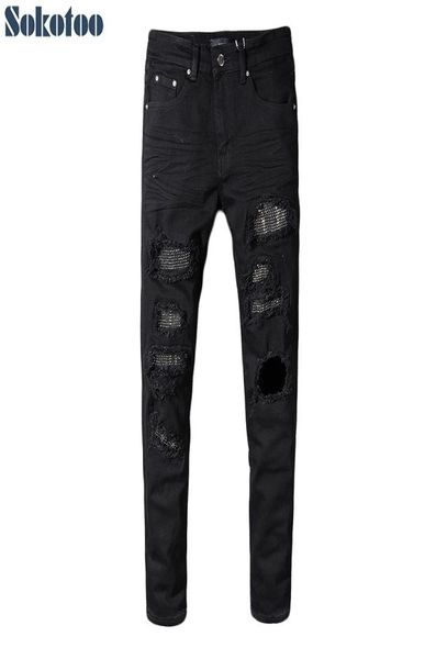 sokotoo men's slim skinny crystal rhine patchwork ripped jeans fashion patch black stretch denim pants6968518, Blue
sokotoo men's slim skinny crystal rhine patchwork ripped jeans fashion patch black stretch denim pants6968518, Blue