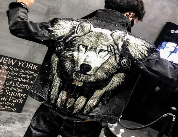 men039s jackets punk style novel wolf embroidered rivet denim jacket men coat streetwear slim jeans for male hip hop high stree2882053, Black;brown
men039s jackets punk style novel wolf embroidered rivet denim jacket men coat streetwear slim jeans for male hip hop high stree2882053, Black;brown