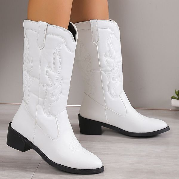 boots white pu leather cowboy boots for women embroidered pointed toe mid calf boots woman plus size 43 slip-on western botas de mujer 23083, Black
boots white pu leather cowboy boots for women embroidered pointed toe mid calf boots woman plus size 43 slip-on western botas de mujer 23083, Black
