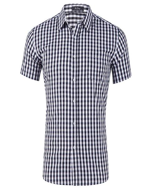 small plaid button down shirt men summer short sleeve slim fit mens dress shirts casual checks gingham chemise homme gd279813892, White;black
small plaid button down shirt men summer short sleeve slim fit mens dress shirts casual checks gingham chemise homme gd279813892, White;black