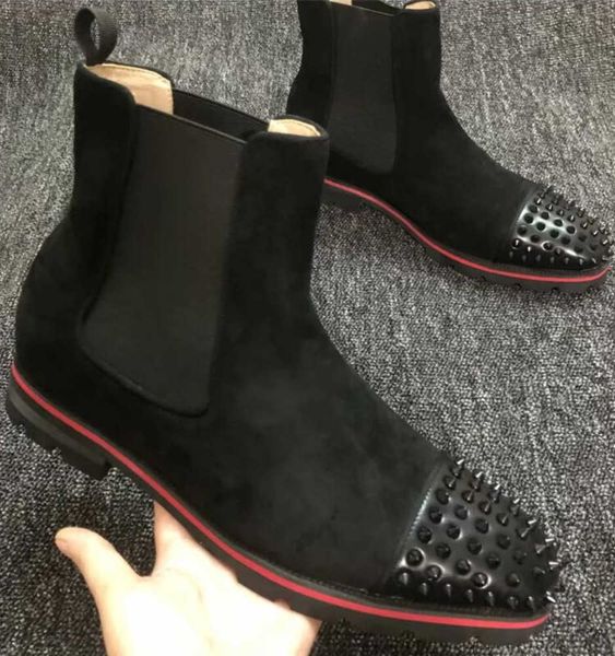 red-bottoms black suede with spikes shoes women short booties dress ankle boot heels boots luxury reds soles heel men boots 38-47
red-bottoms black suede with spikes shoes women short booties dress ankle boot heels boots luxury reds soles heel men boots 38-47