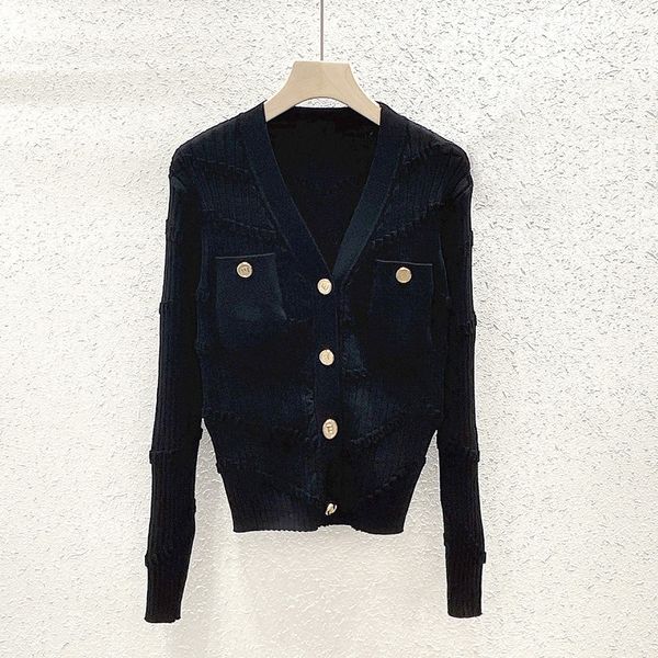 819 2023 autumn brand same style sweater long sleeve v neck cardigan black fashion womens clothes womens 20234045, White;black
819 2023 autumn brand same style sweater long sleeve v neck cardigan black fashion womens clothes womens 20234045, White;black