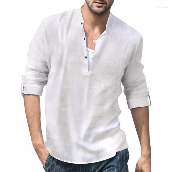 men's t shirts men s henley shirt solid color long sleeve stand collar button-down loose simple linen beach, White;black
men's t shirts men s henley shirt solid color long sleeve stand collar button-down loose simple linen beach, White;black