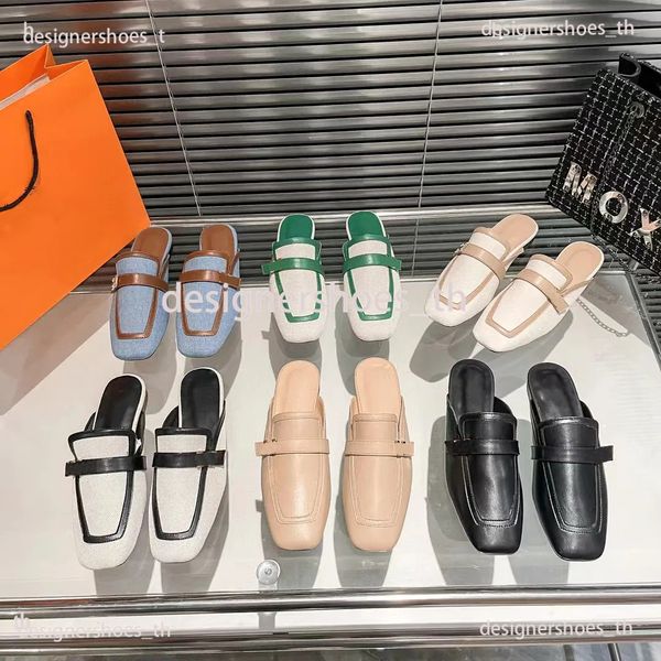 designer slippers baotou muler slippers women leather vintage muler shoes half sandals metal letter buckle sandals flat heel lazy classic lo, Black
designer slippers baotou muler slippers women leather vintage muler shoes half sandals metal letter buckle sandals flat heel lazy classic lo, Black