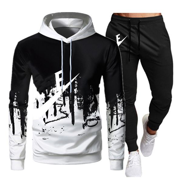letters printed hooded men's and women's plus cashmere casual sweater suit, Gray
letters printed hooded men's and women's plus cashmere casual sweater suit, Gray