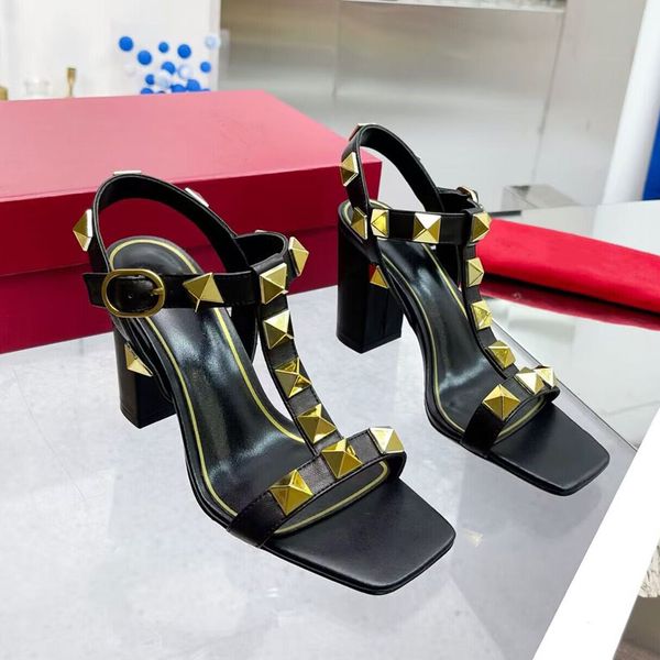 summer women's net red sandals designer riveted fashion high heels open toe comfortable sweet thick heels women's shoes, Black
summer women's net red sandals designer riveted fashion high heels open toe comfortable sweet thick heels women's shoes, Black