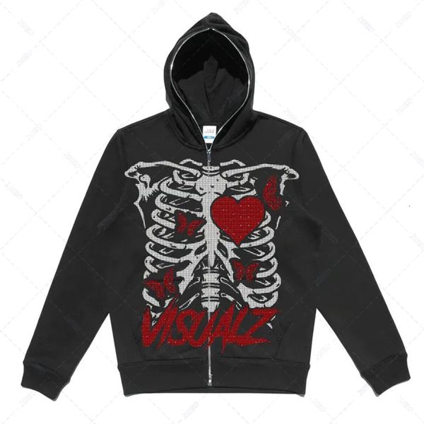 men's hoodies sweatshirts zip hoodie y2k men's street long sleeve skull heart gothic sweater emo clothing hoodie sweater 230829, Black
men's hoodies sweatshirts zip hoodie y2k men's street long sleeve skull heart gothic sweater emo clothing hoodie sweater 230829, Black