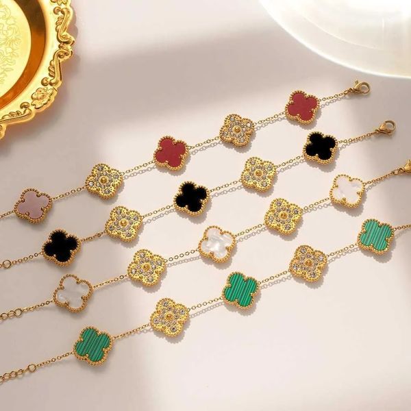 designer jewelry four leaf clover charm bracelets bangle chain 18k gold agate shell mother of pearl for women&girl wedding mother' day, Black
designer jewelry four leaf clover charm bracelets bangle chain 18k gold agate shell mother of pearl for women&girl wedding mother' day, Black