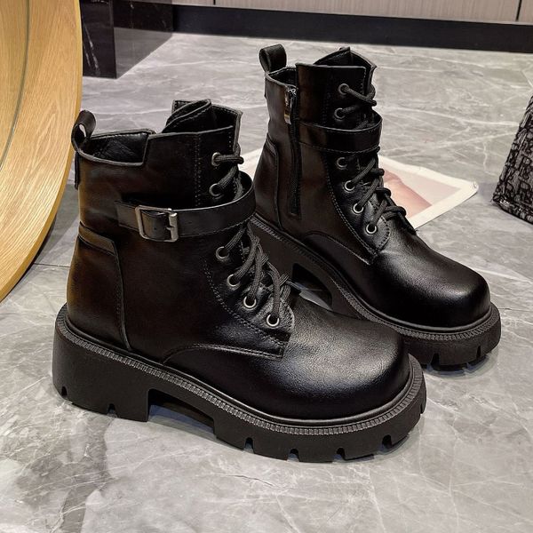 boots women's ankle boots fashion side zipper platform biker boots round head belt buckle retro women's boots platform boots 23083, Black
boots women's ankle boots fashion side zipper platform biker boots round head belt buckle retro women's boots platform boots 23083, Black