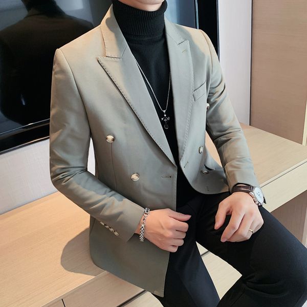 men's suits blazers high-quality men blazers double breasted casual slim suit jacket wedding business social dress coat streetwear cost, White;black
men's suits blazers high-quality men blazers double breasted casual slim suit jacket wedding business social dress coat streetwear cost, White;black
