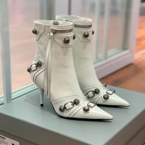 women's dermis stiletto short boots tassel pointed locomotive stud buckle embellished side zip boots luxury designer high shoes factory, Black
women's dermis stiletto short boots tassel pointed locomotive stud buckle embellished side zip boots luxury designer high shoes factory, Black