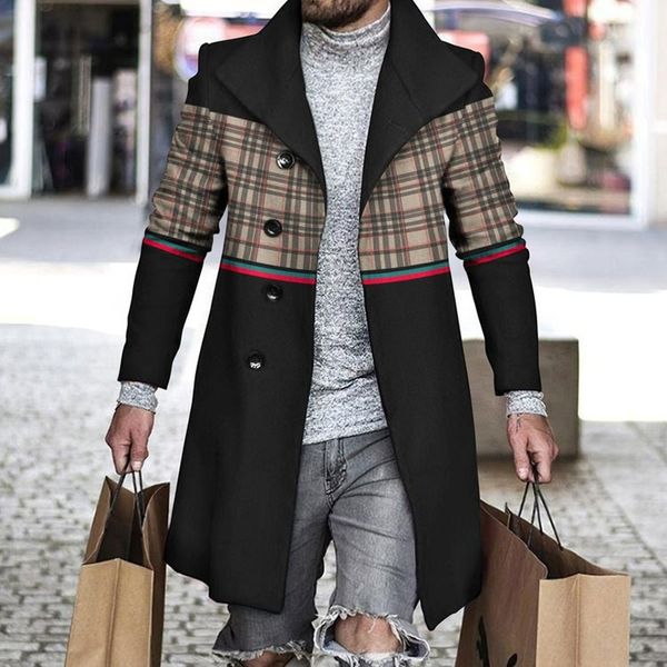 mens wool blends retro houndstooth print splicing woolen coat men casual turndown collar button jacket autumn winter pocket long windbreaker, Black
mens wool blends retro houndstooth print splicing woolen coat men casual turndown collar button jacket autumn winter pocket long windbreaker, Black