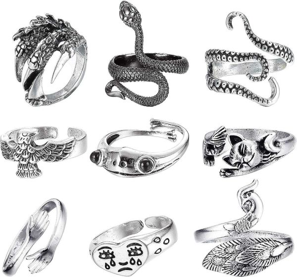 ubgicig 9pcs vintage frog open rings set knuckle stacking ring snake ring boho finger rings for women men egirls, Silver
ubgicig 9pcs vintage frog open rings set knuckle stacking ring snake ring boho finger rings for women men egirls, Silver