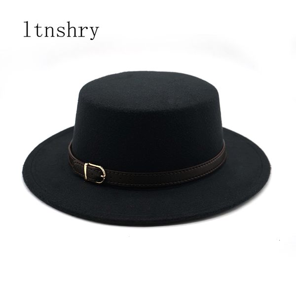 wide brim hats bucket retro winter autumn women men hat imitation woolen felt fedora belt buckle decorated ladies boater hat flat brim 23082, Blue;gray
wide brim hats bucket retro winter autumn women men hat imitation woolen felt fedora belt buckle decorated ladies boater hat flat brim 23082, Blue;gray