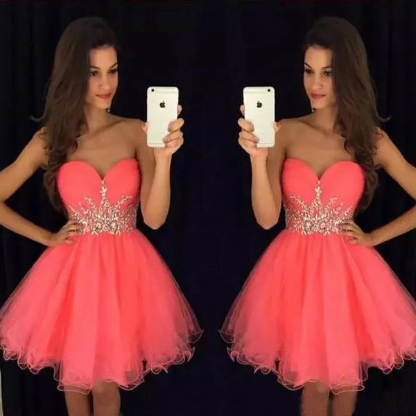 gorgeous short homecoming dresses coral pink tulle party dress sweetheart sleeveless crystals custom made graduation prom dress, Blue;pink
gorgeous short homecoming dresses coral pink tulle party dress sweetheart sleeveless crystals custom made graduation prom dress, Blue;pink