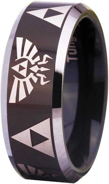 the legend of zelda ring- crest and triforce ring black tungsten carbide wedding bands ring custom engraving, Silver
the legend of zelda ring- crest and triforce ring black tungsten carbide wedding bands ring custom engraving, Silver