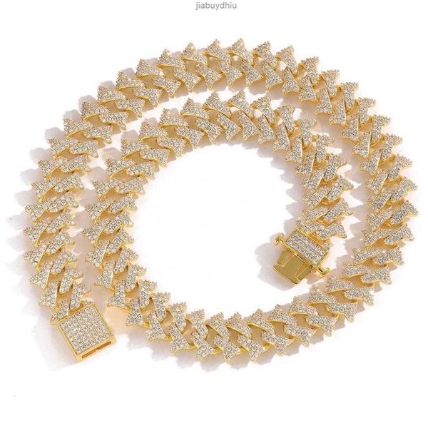 new style real gold plated iced out brass and hip hop bling 5a zircon 18mm thorns cuban chain chokers necklace, Silver
new style real gold plated iced out brass and hip hop bling 5a zircon 18mm thorns cuban chain chokers necklace, Silver