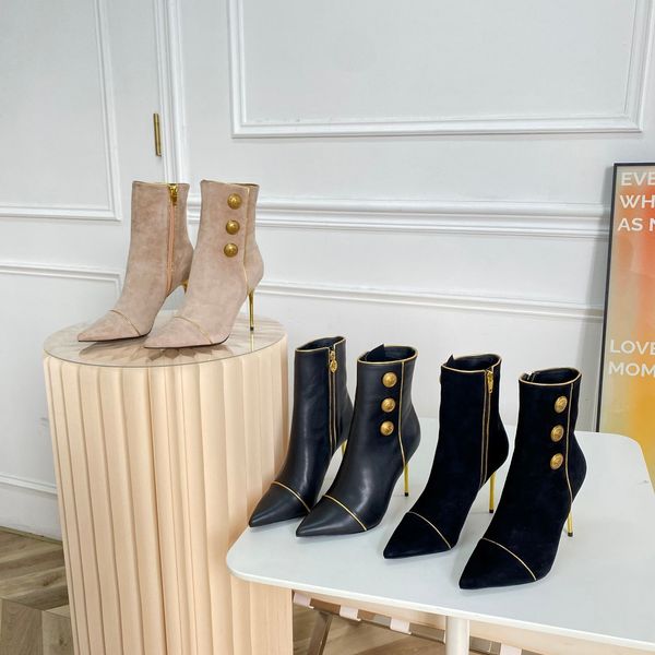 qualit zip ankle boots pointed toe stiletto heels button booties calfskin suede sole women' luxury designer dress evening wedding party, Black
qualit zip ankle boots pointed toe stiletto heels button booties calfskin suede sole women' luxury designer dress evening wedding party, Black