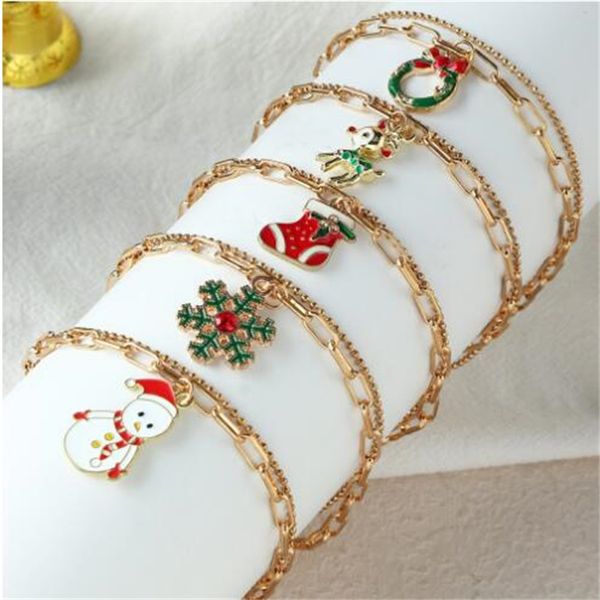christmas themed snowflake reindeer charm bracelet with adjustable double layer metal bracelet women's christmas party jewelry ab1238, Golden;silver
christmas themed snowflake reindeer charm bracelet with adjustable double layer metal bracelet women's christmas party jewelry ab1238, Golden;silver