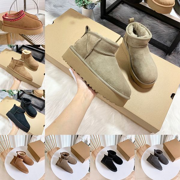 Image of Designer Boots For Women Australia Snow Boot Womens Tazz Tasman Slippers Ultra Mini Platform Booties Winter Suede Woolen Shoes Ladies Warm Fur Ankle Bootes ugglies