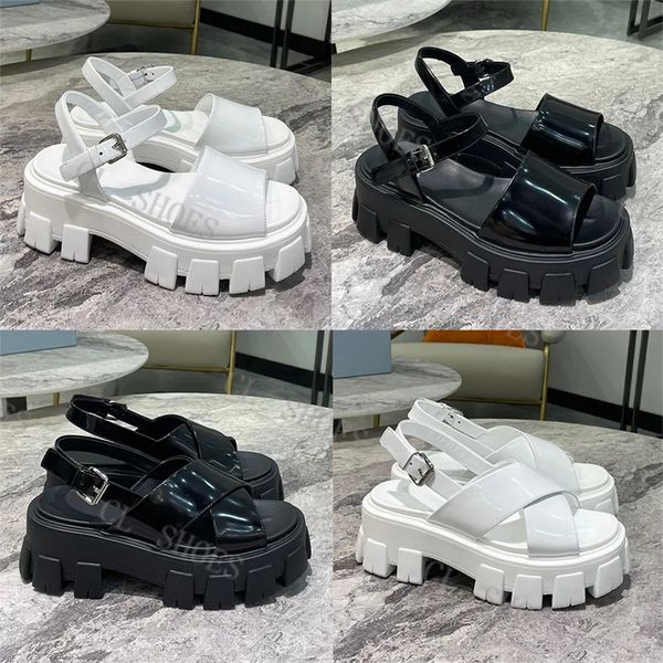 designer shoes women sandals monolith rubber sandal platform slippers luxury summer buckle strap patent leather slides classics wide solid p, Black
designer shoes women sandals monolith rubber sandal platform slippers luxury summer buckle strap patent leather slides classics wide solid p, Black
