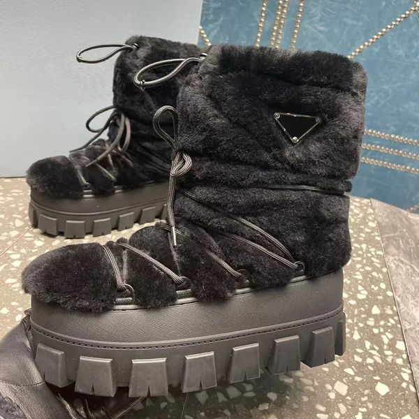 sheepskin ankle boots slip-on chunky bottom bootie round toe lace up ski snow boot women's outdoor shoes luxury designer flat bottomed, Black
sheepskin ankle boots slip-on chunky bottom bootie round toe lace up ski snow boot women's outdoor shoes luxury designer flat bottomed, Black